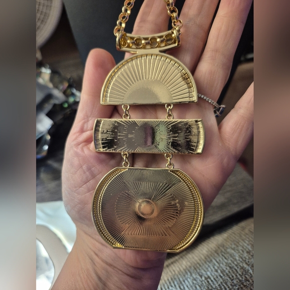 Vintage 1990s CHICO’S Black and Gold Geometric Statement Necklace HUGE Rare Find - Picture 3 of 5